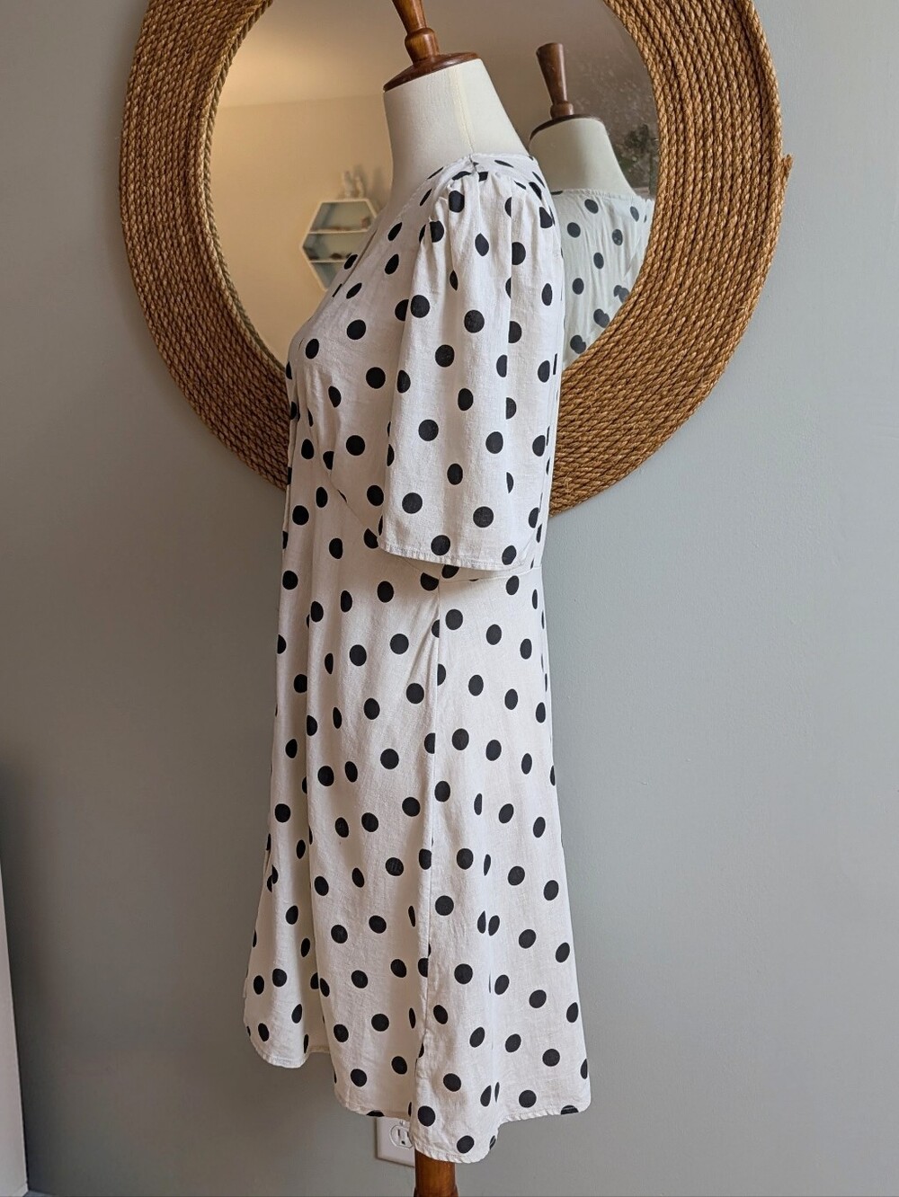 Gap Linen Blend Polka Dot Button Down Dress - Picture 4 of 7